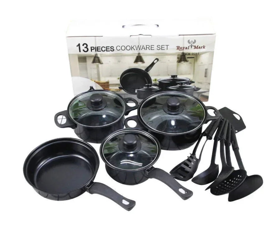 Juego de utensilios de cocina de hierro fundido antiadherente con tapas