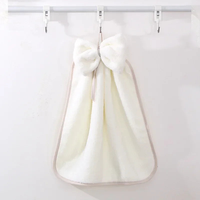 Bowknot Coral Velvet Hand Towel