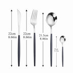 Juego de cubiertos de acero inoxidable con tenedor, cuchara, cuchillo y palillos