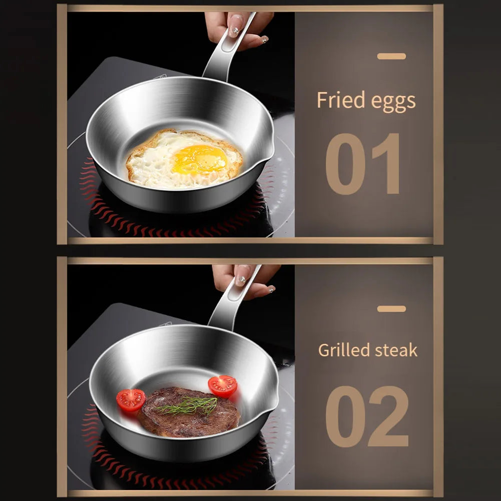Mini Sartén de Acero Inoxidable para Huevos con Pico Vertedor