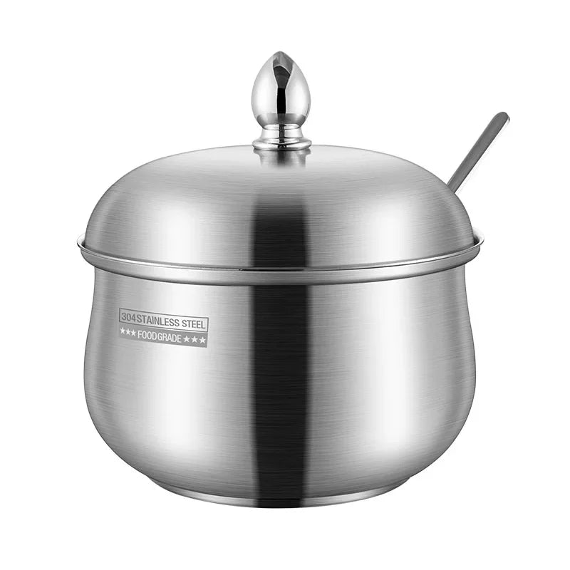 Tarro de acero inoxidable para condimentos con tapa