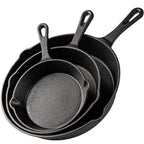 Cast Iron Skillet Set – Non-Stick Frying Pan for Gas and Induction Cooktops (14cm / 16cm / 20cm)