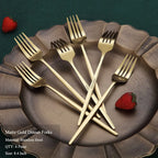 6-Piece Stainless Steel Dinner Forks Set, Silver & Gold, 8.2 Inch