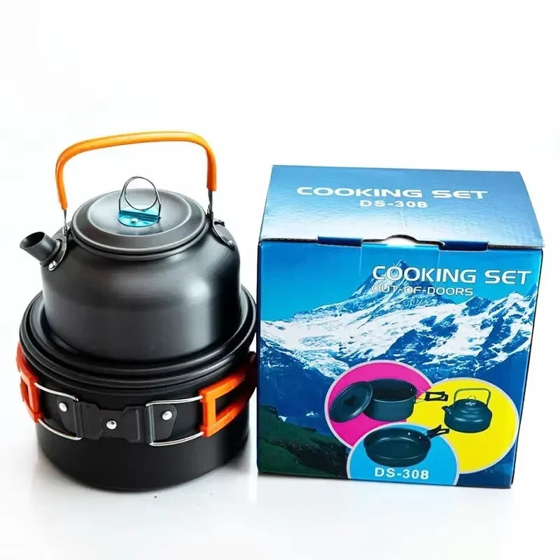Juego de utensilios de cocina portátil para acampada, para 2-3 personas