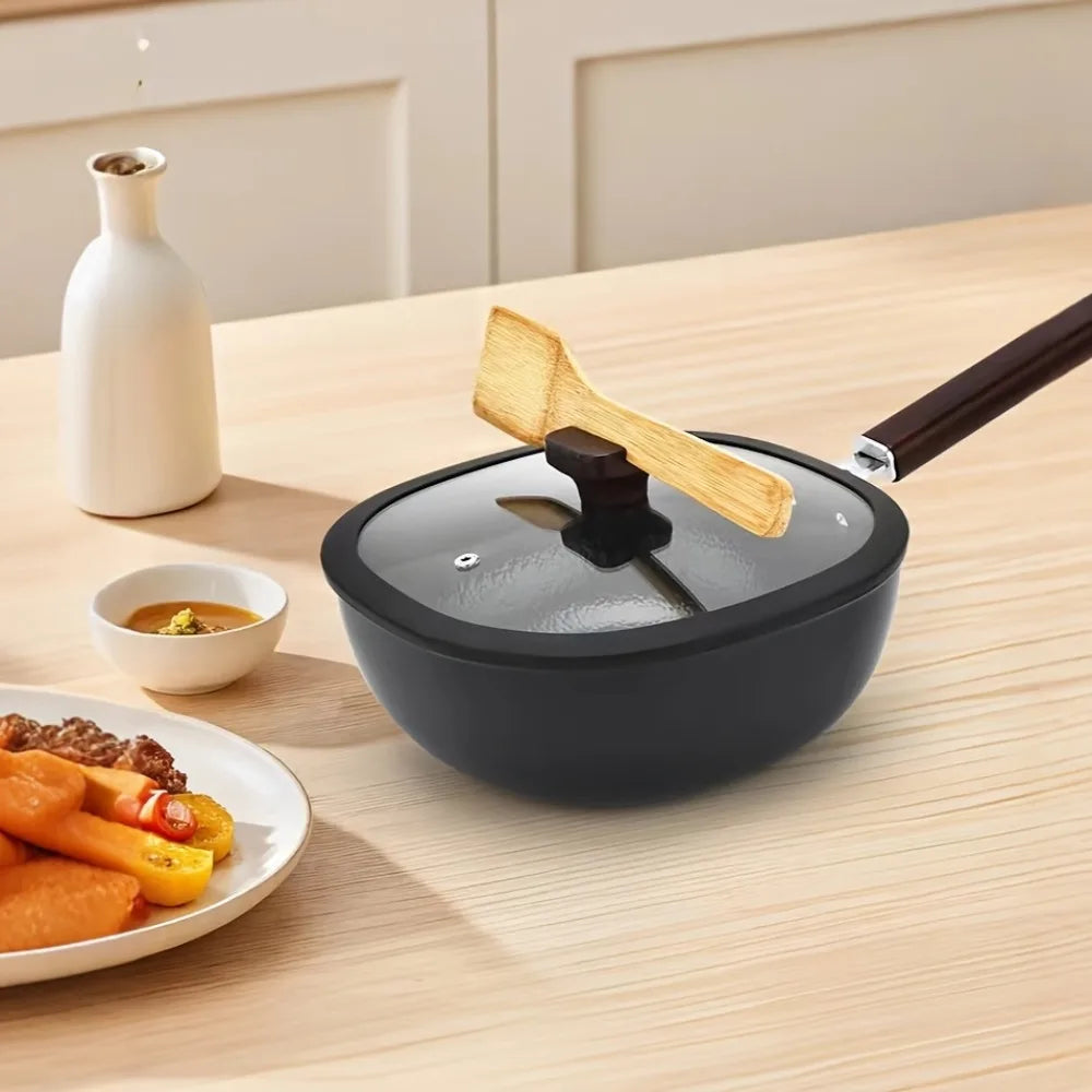 Square Iron Frying Pan with Wooden Handle