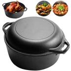 Olla de hierro fundido con tapa sartén y asas dobles
