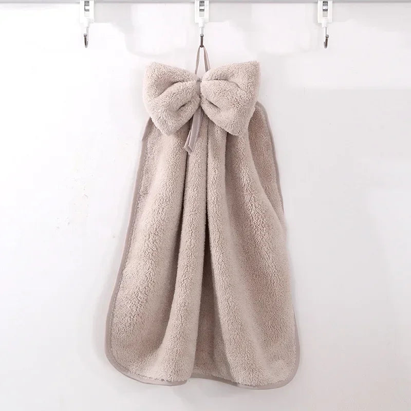 Bowknot Coral Velvet Hand Towel