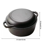 Olla de hierro fundido con tapa sartén y asas dobles