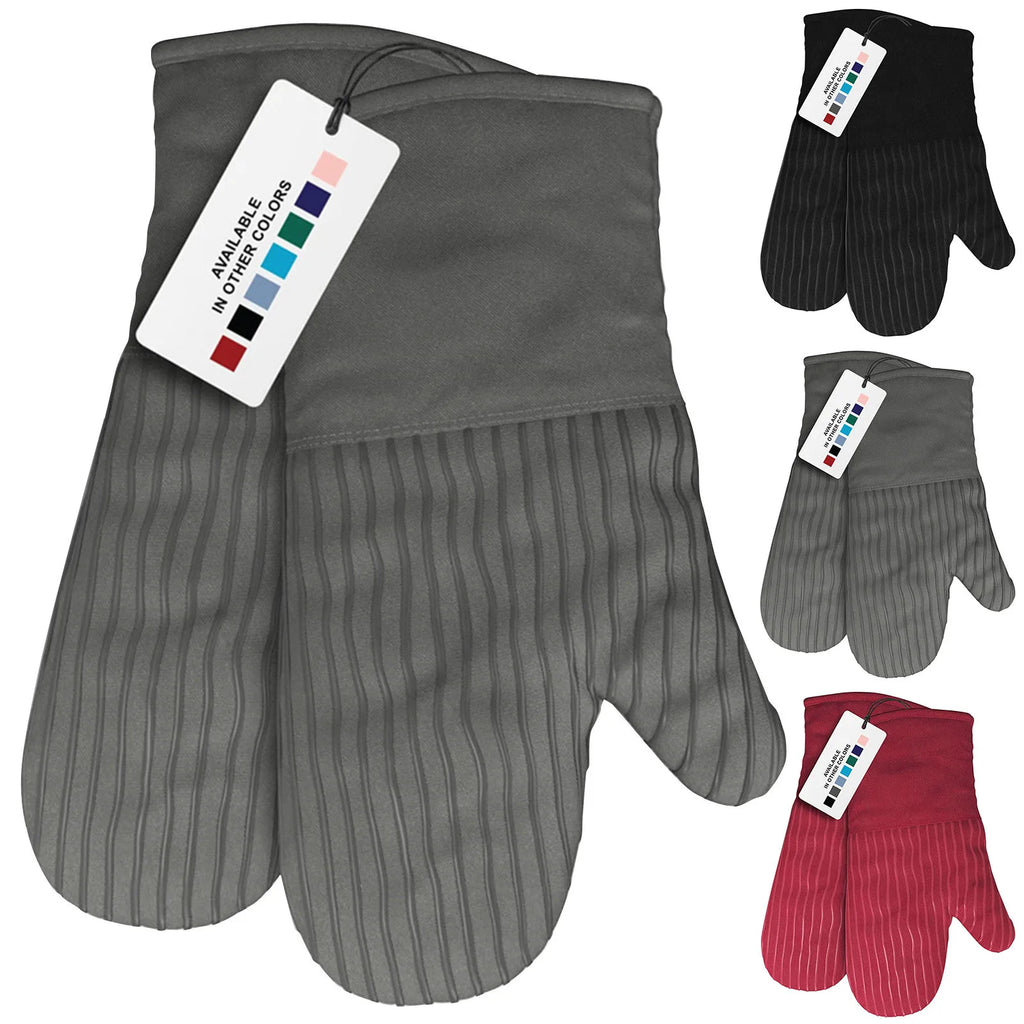 Silicone & Cotton Oven Mitts Set (2 PCS) – 480°F Heat Resistant
