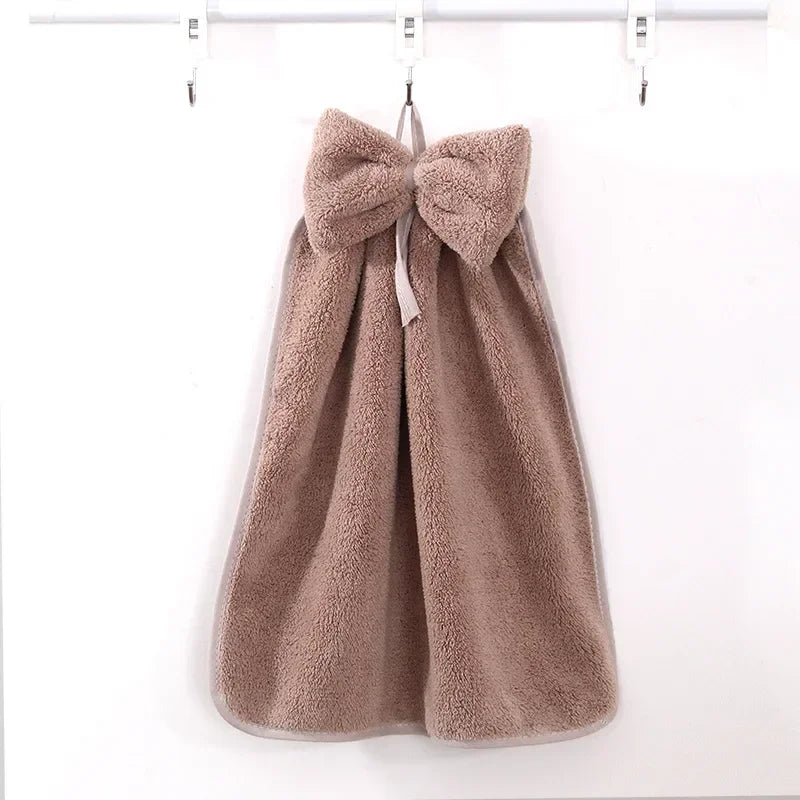 Bowknot Coral Velvet Hand Towel