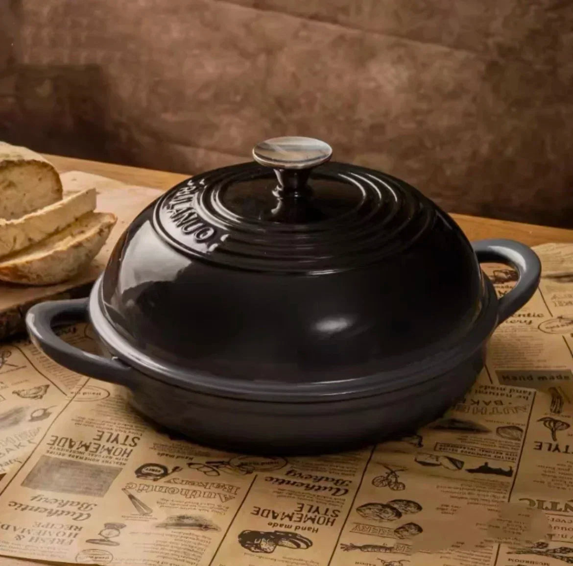 Olla holandesa de hierro fundido esmaltado con tapa
