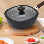 Square Iron Frying Pan with Wooden Handle