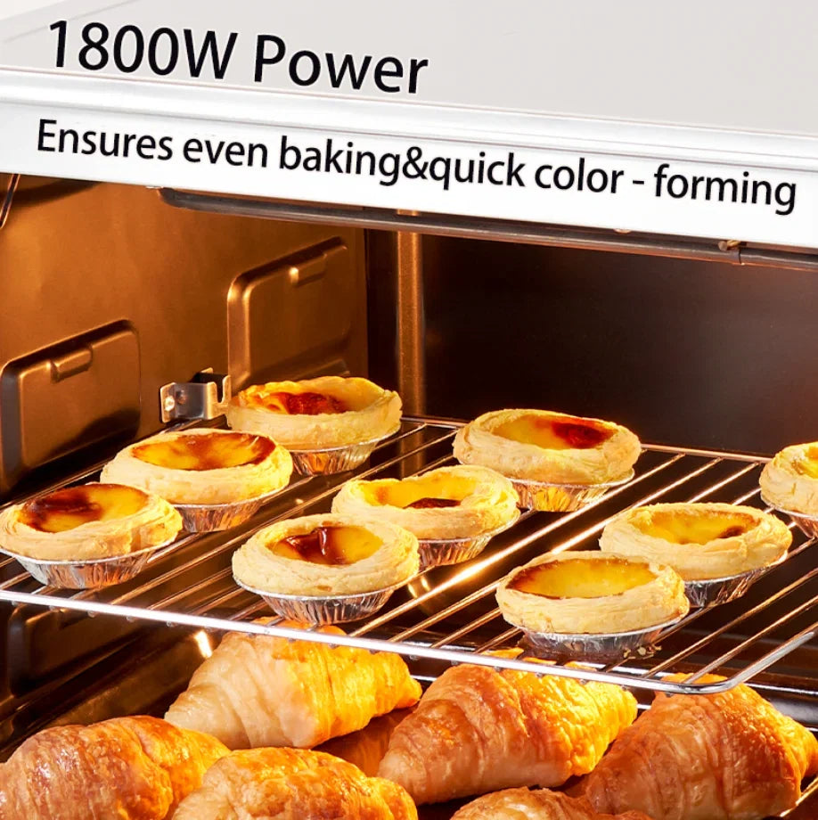 Horno de Convección Eléctrico 40L 1800W – Horno Multifuncional para Pizza, Pasteles y Pan