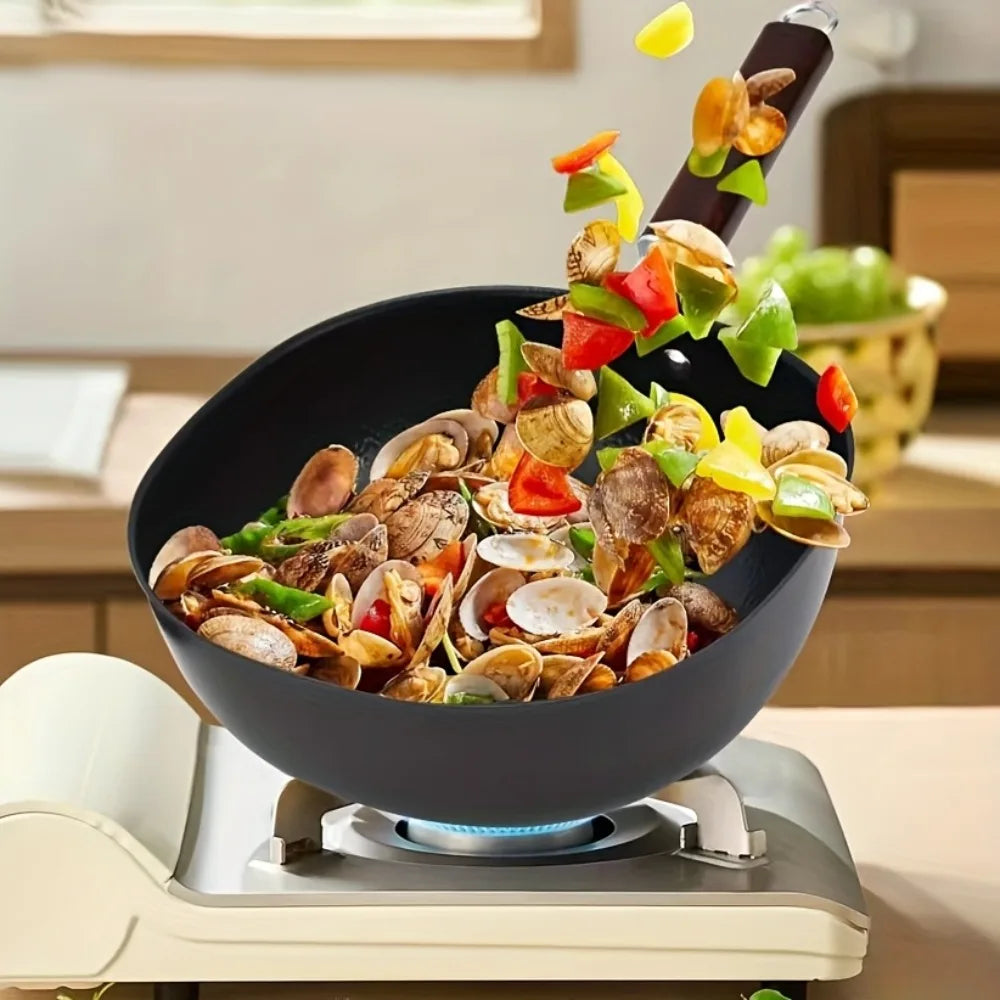 Square Iron Frying Pan with Wooden Handle