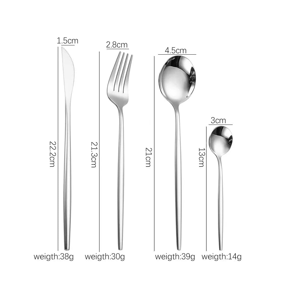 4-Piece Flatware Set with Forks, Knives, and Spoons