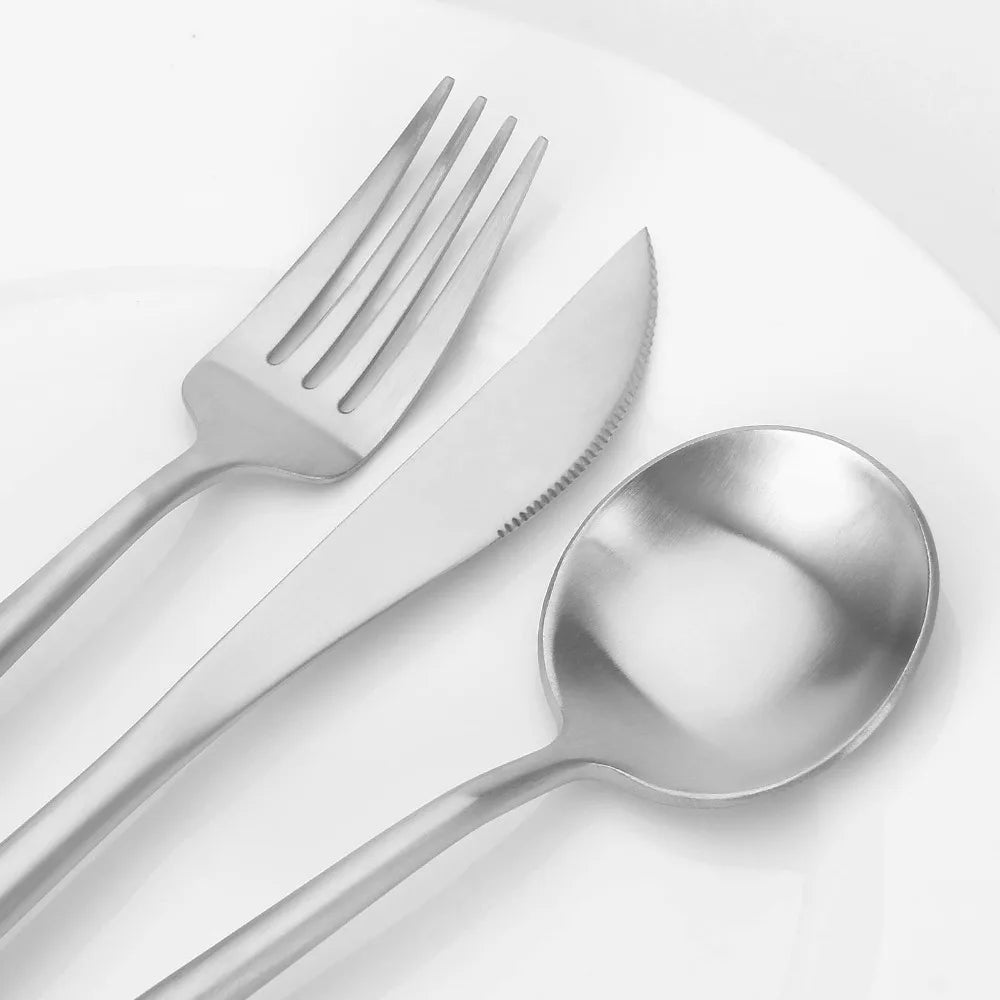 4-Piece Flatware Set with Forks, Knives, and Spoons