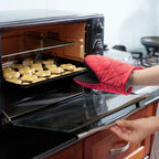Heat Resistant Oven Mitts, Short Non-Slip Oven Gloves for Baking and Cooking