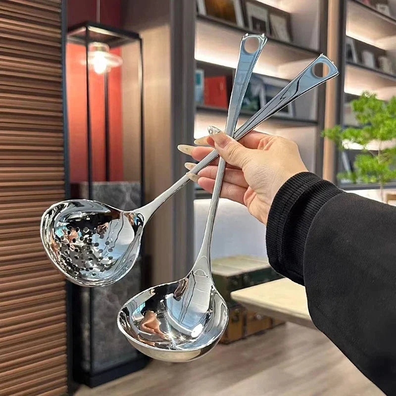 Stainless Steel Soup Ladle & Colander Spoon with Long Handle