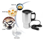 12V Car Electric Kettle – Stainless Steel, 450ml