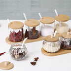 Glass Seasoning Jar Set with Lid – Salt, Sugar & Spice Storage