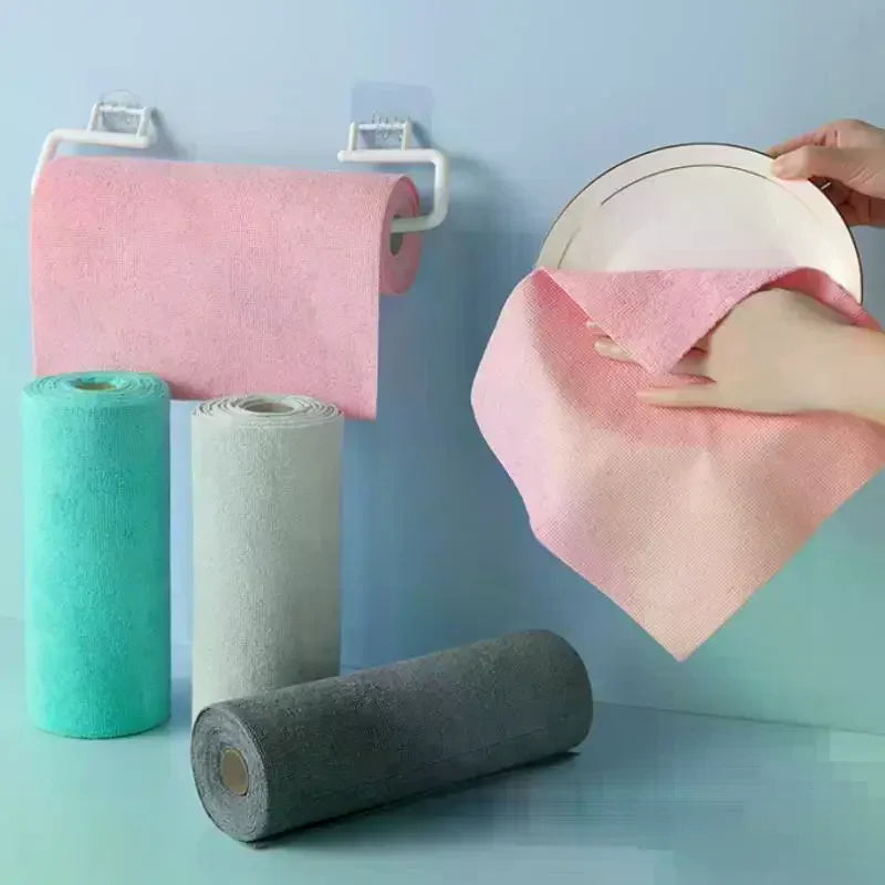 Microfiber Kitchen Towels Roll – 20pcs, Reusable & Absorbent