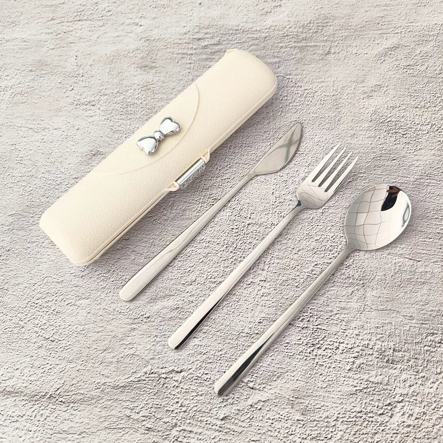 Stainless Steel Portable Tableware Set with Knife, Fork and Spoon and Storage Case