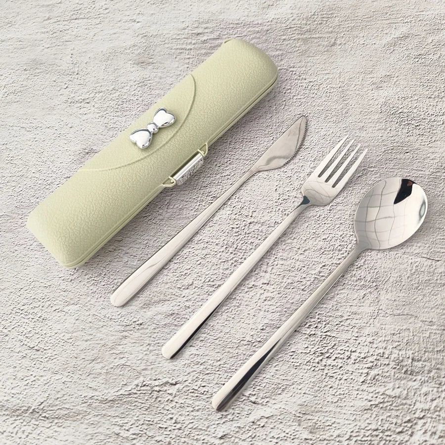 Stainless Steel Portable Tableware Set with Knife, Fork and Spoon and Storage Case
