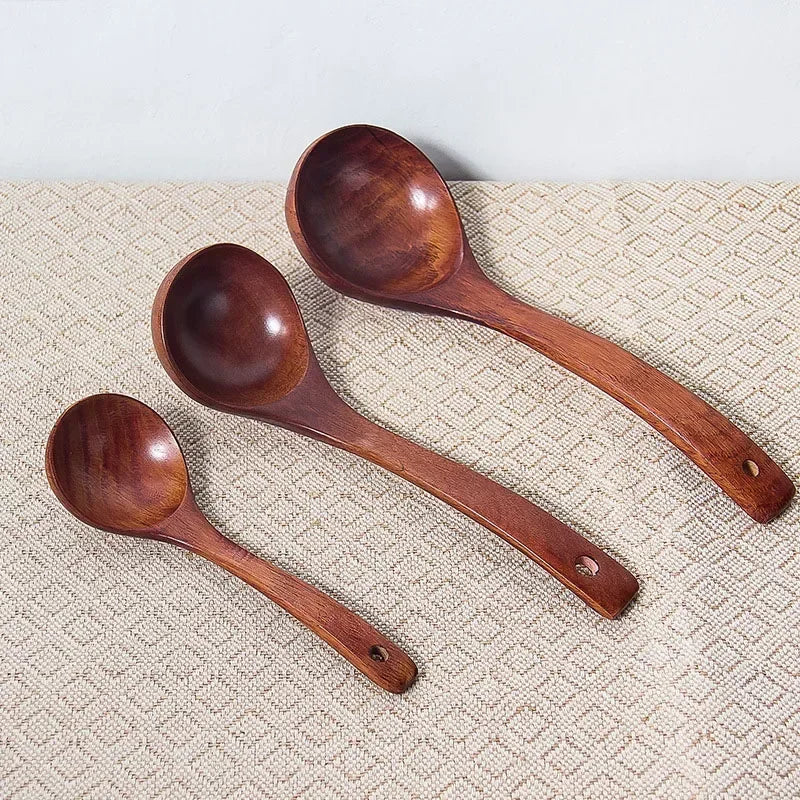 Wooden Long Handle Round Spoon