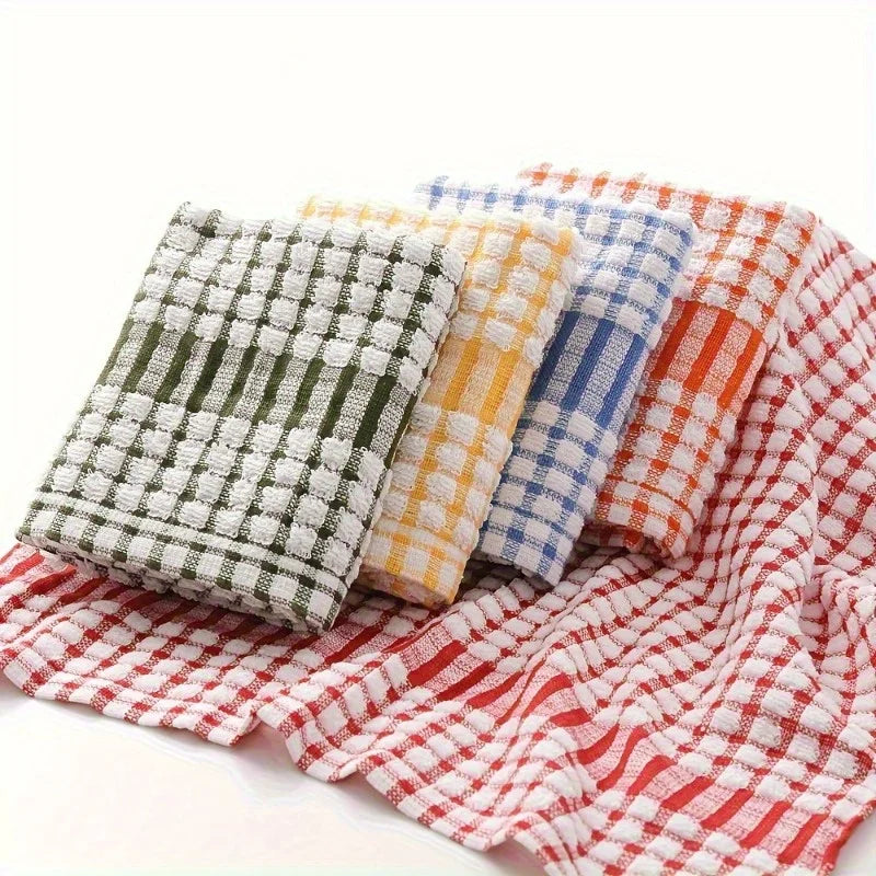 Juego de paños de cocina a cuadros - Paños de cocina reutilizables, colores surtidos