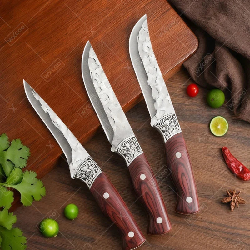 Hand Forged Kitchen Knife Set – Stainless Steel Boning & Cleaver Knives