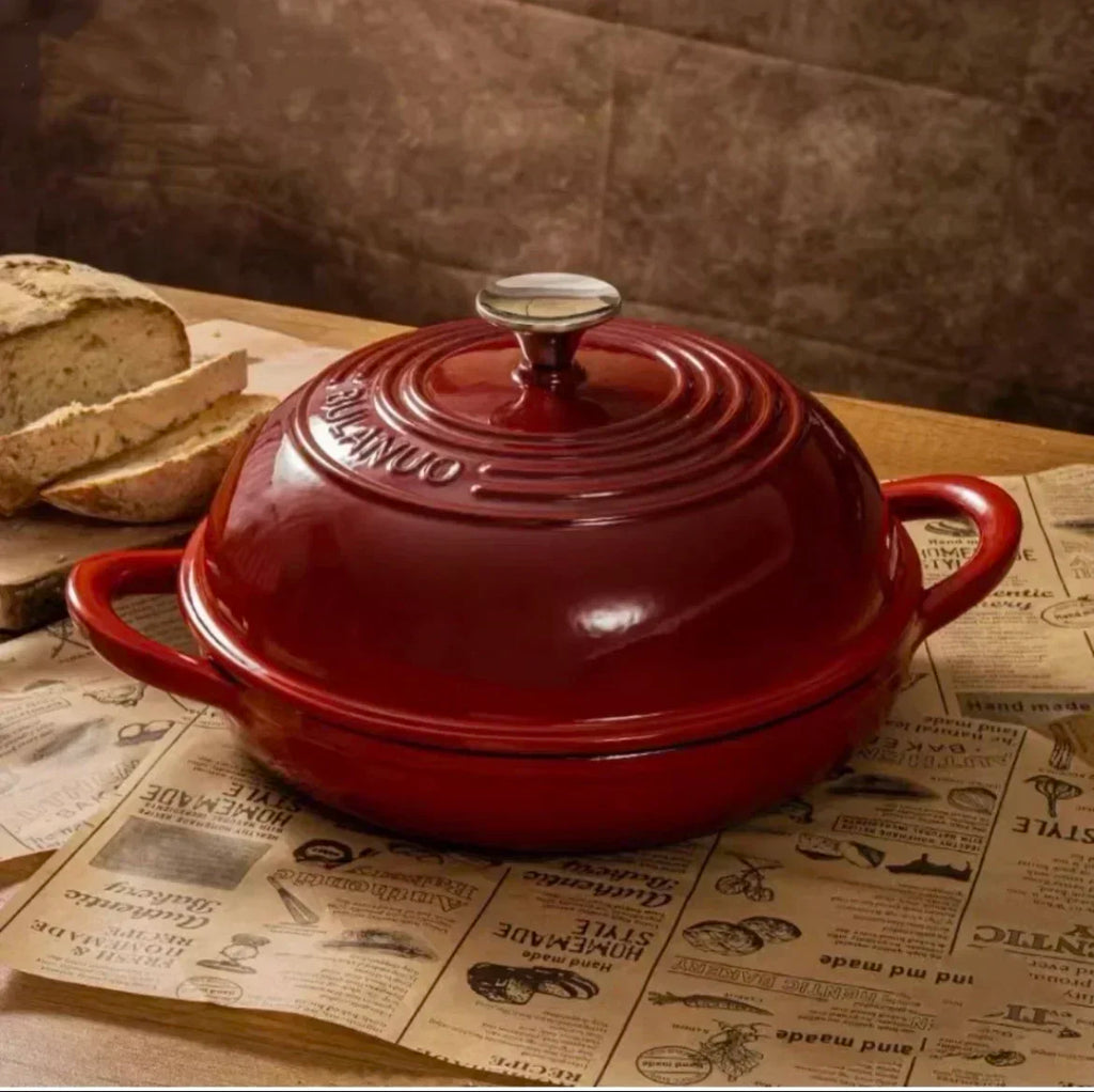 Olla holandesa de hierro fundido esmaltado con tapa