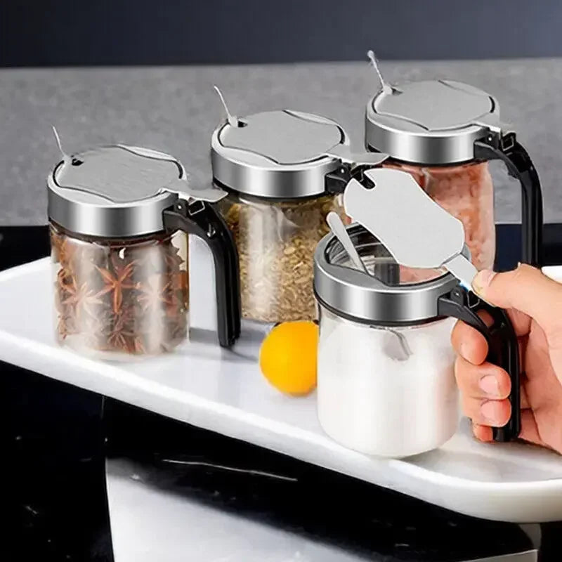 300ml Glass Seasoning Jar with Lid and Spoon
