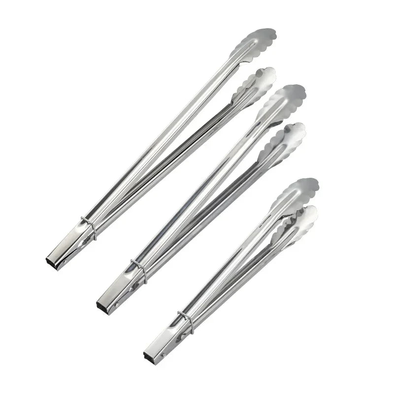Pinzas de cocina de acero inoxidable con bloqueo deslizante