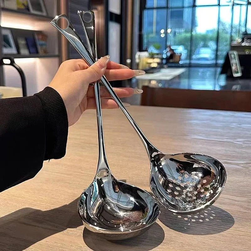 Stainless Steel Soup Ladle & Colander Spoon with Long Handle