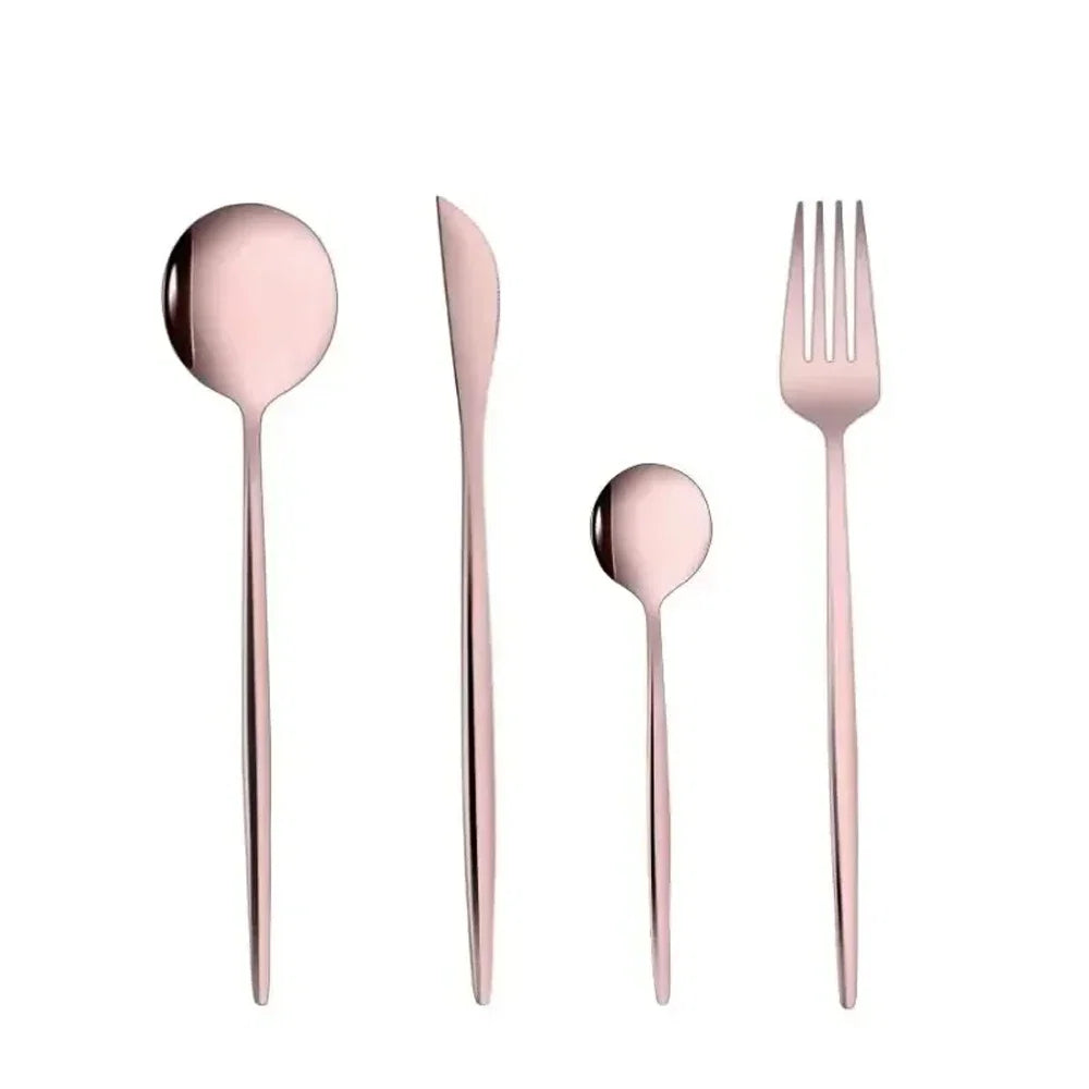 4-Piece Flatware Set with Forks, Knives, and Spoons