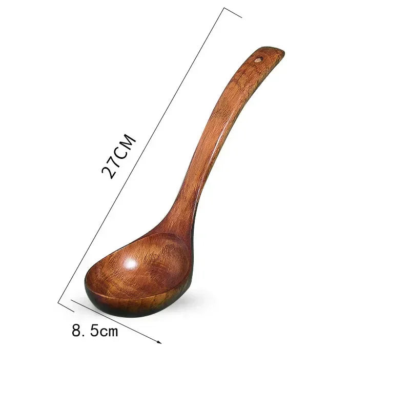 Wooden Long Handle Round Spoon