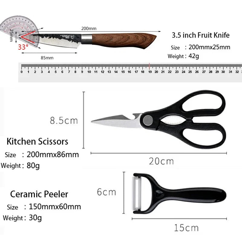 Juego de Cuchillos de Cocina de Acero Inoxidable de 6 Piezas