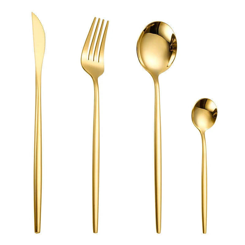 4-Piece Flatware Set with Forks, Knives, and Spoons