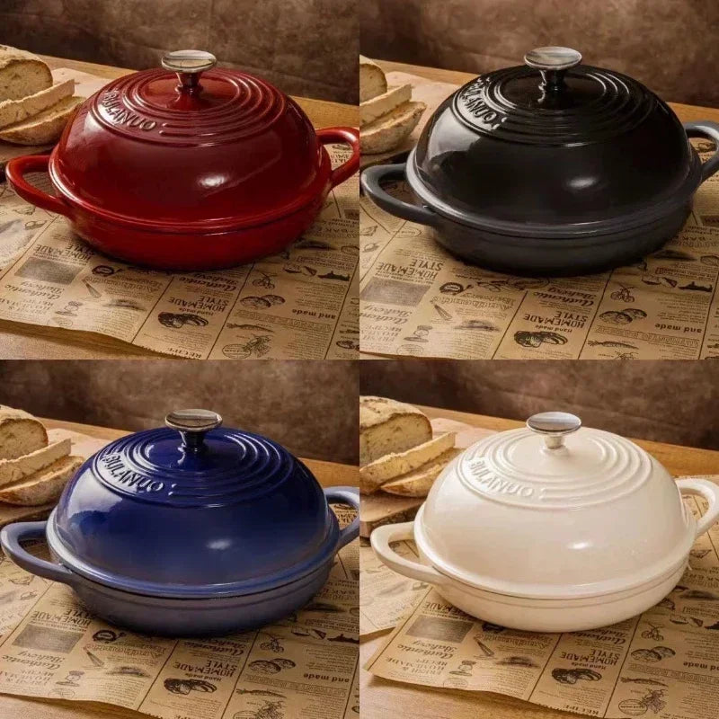 Olla holandesa de hierro fundido esmaltado con tapa