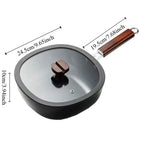 Square Iron Frying Pan with Wooden Handle