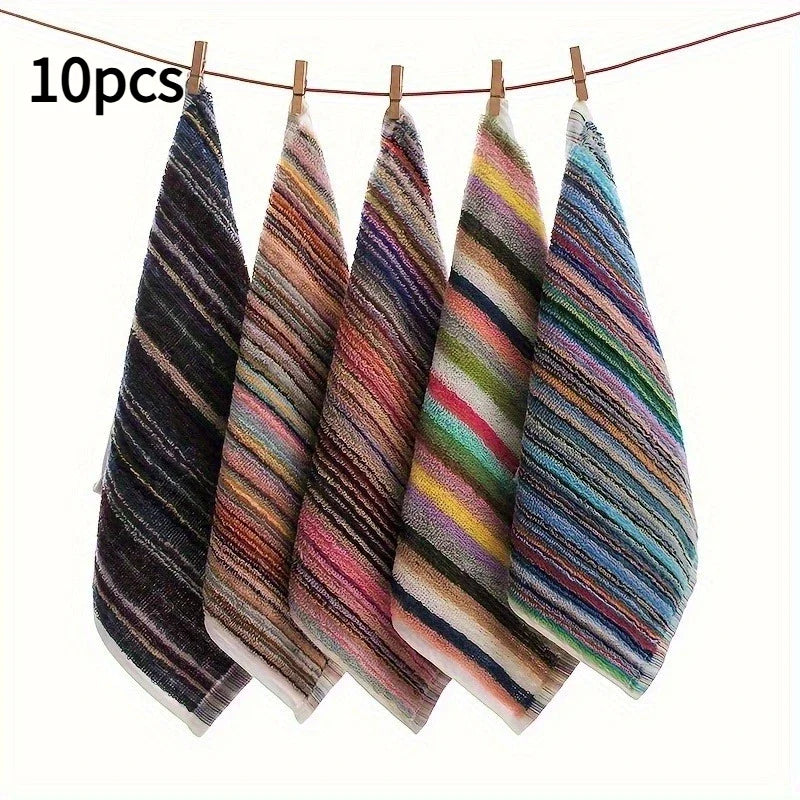 10-Pack Striped Cotton Dish Cloths, Assorted Colors