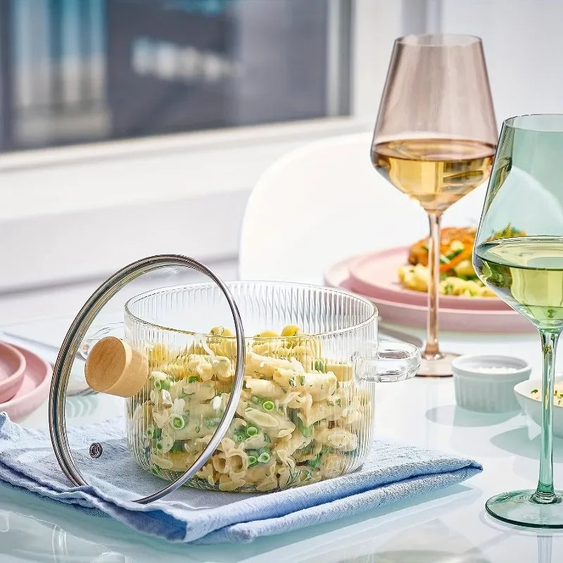Heat-Resistant Borosilicate Glass Soup & Stock Pot 1.6L