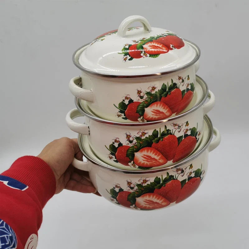 Strawberry Enamel Cookware Set (3-Piece)