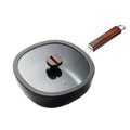Square Iron Frying Pan with Wooden Handle