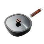 Square Iron Frying Pan with Wooden Handle