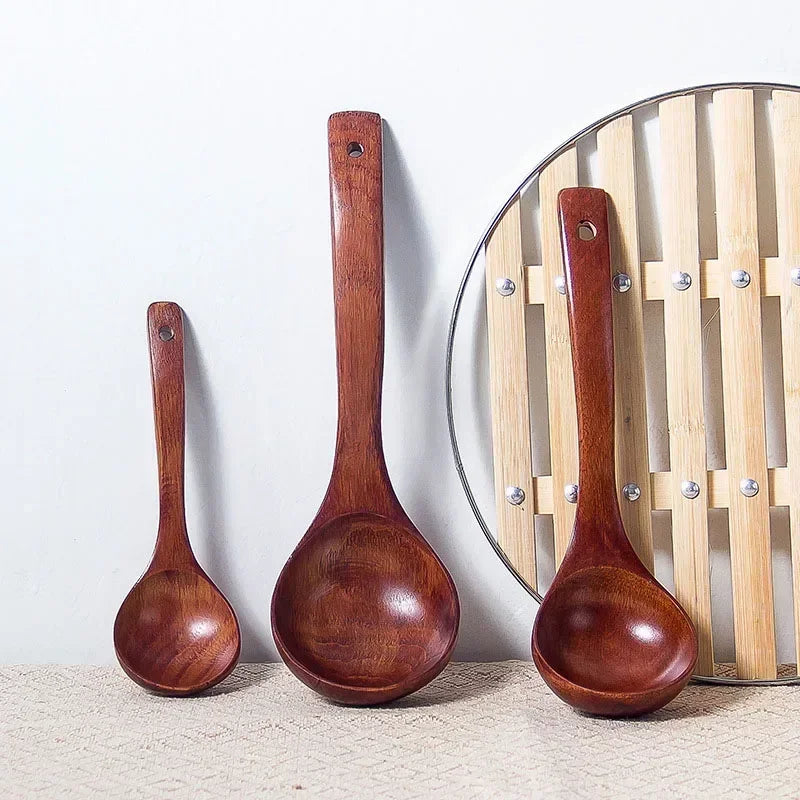 Wooden Long Handle Round Spoon