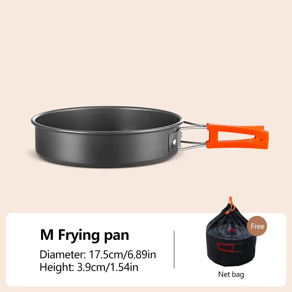Set de utensilios de cocina de aluminio para acampar – Sartén, Olla, Sartén colgante y Tetera