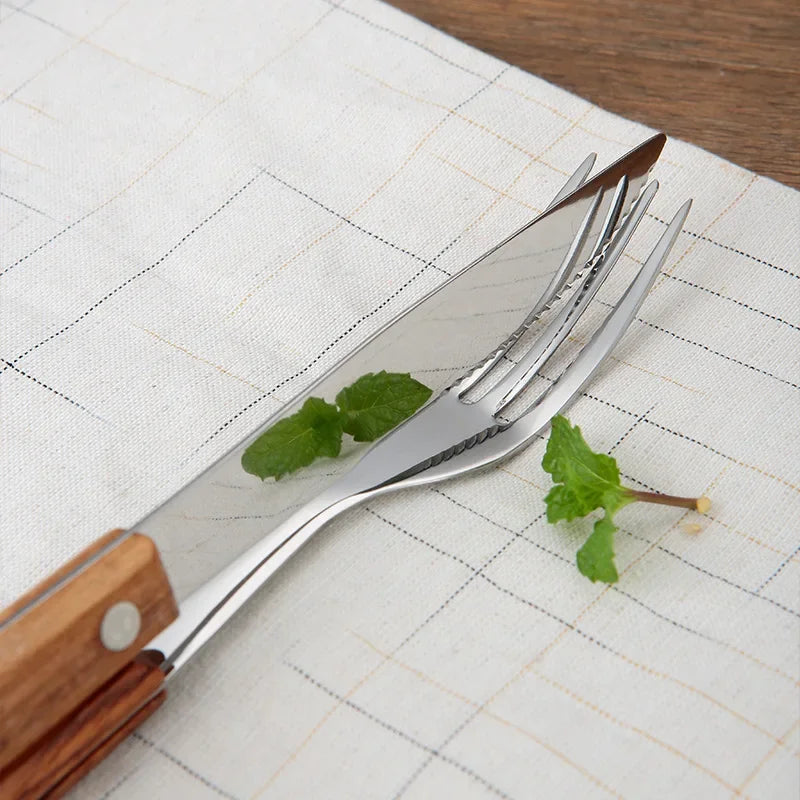 Juego de cubiertos de acero inoxidable – Tenedor, cuchara, cuchillo, palillos chinos