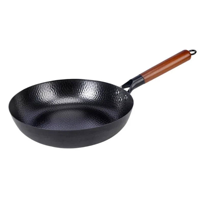 28cm Cast Iron Frying Pan – Non-Coated, Wooden Handle