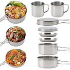 8-Piece Stainless Steel Camping Cookware Set